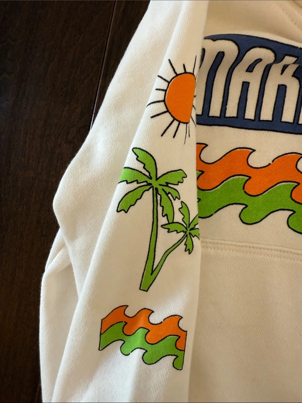 Great Bundle of Old Navy White & Orange Ombre Lightweight Hoodie with Palm Tree